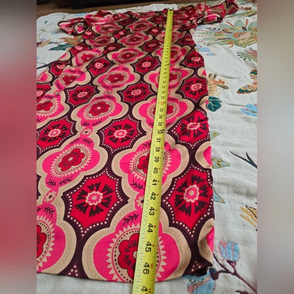 Ann Taylor Patterned Red and Pink Midi Dress - Picture 9 of 11